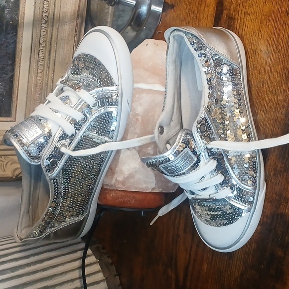 Like New!! COACH Citysole Silver Sequin Sneakers Size 6- 6.5 Women (Store Model) - Picture 3 of 9